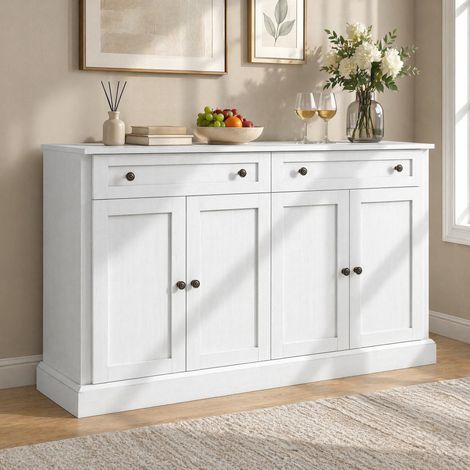 Aparador DESVIAE 4 puertas 2 cajones 150 x 40 x 86 cm blanco envejecido (1/5)