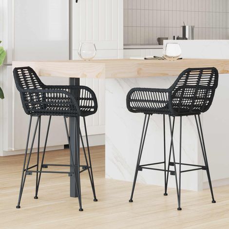 Silla de Bar 2 pcs 55 x 52 x 92 cm Ratan e Hierro