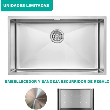 Fregadero Atlantis de Acero Mate, 1 Seno Rectangular, 74x44x18 cm, Resistente y Moderno