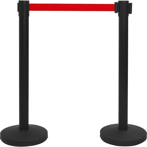 Colonne avec bande de barrière d'aéroport Inox Noir (1/5)