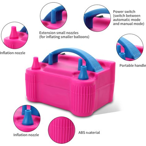 Pompe à ballon électrique, gonfleur Portable à Air, 2 Modes, double buse pour la décoration de fête (1/5)