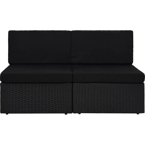 Maison Exclusive - Modulares 2-Sitzer-Sofa Poly Rattan Schwarz (1/5)