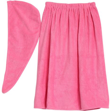 Ensemble de bain spa doux pour femme : peignoir et serviette avec bonnet de séchage rapide (rose rouge) (1/3)