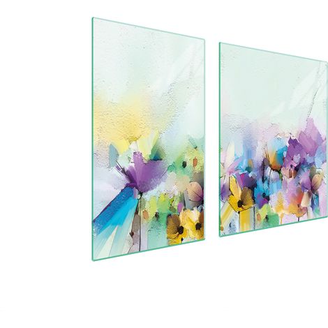 Assiette en verre et planche à découper 100x52 fleurs (1/5)
