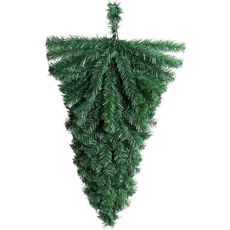 Jeffergarden Sapin de Noël à l'envers à faire soi-même, sapin nu, sapin décoratif mural d'intérieur en PVC vert, ornement de Noël à suspendre au mur