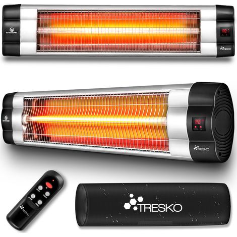 TRESKO Calefactor por Infrarrojos para Terraza Negro 2500W + Control Remoto Estufa Radiante de Pared 3 Temperaturas Radiador Eléctrico para Exterior e Interior Calentador de Cuarzo con Pantalla LE (1/5)