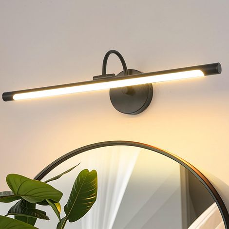 Applique Murale LED Moderne 315° Rotative, Fer et Acrylique, Minimaliste pour Salle de Bain Escalier, 40cm Noir Lumière Chaude (1/5)