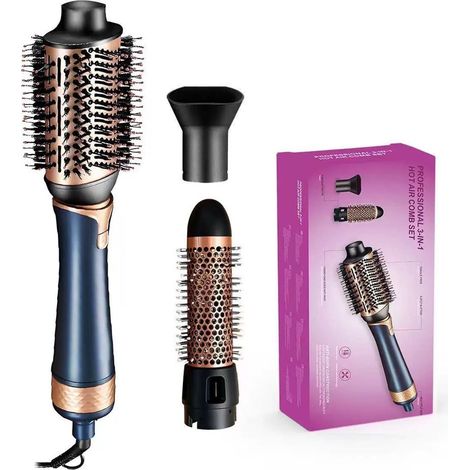 TrAdE Shop Traesio - Spazzola Asciugacapelli 3 In 1 Styling Ad Aria Calda 3 Velocità Con Cavo Girevole A 360° - (1/5)