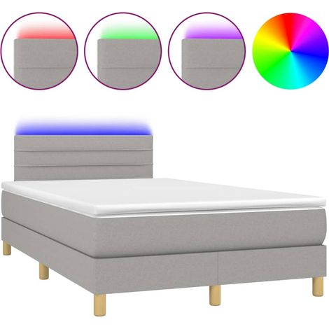 Maison Exclusive - Boxspringbett mit Matratze & LED Hellgrau 120x