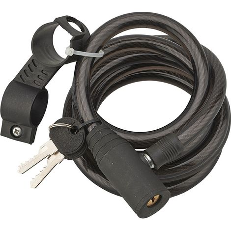 Antifurto a chiave Twisty, cavo d'acciaio, bicicletta, 12mmx1,8m, 2 chiavi, nero - THIRARD