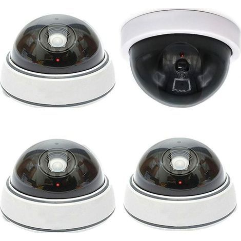 COUCOU 4PCS Caméra Factice Dôme sans Fil Faux Simulation de Sécurité Extérieur avec Look Réaliste LED IR pour Protection de Sécurité de Magasin et Maison LKBD (1/5)