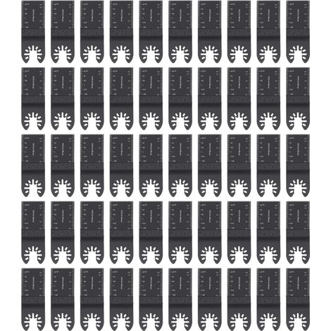 50 Lames Oscillantes Multitâches, 34mm Denture Largeur, 90mm Longueur, Acier Carbone, pour Bois Plastique Métal Doux (1/5)