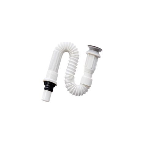 Siphon de lavabo flexible avec évacuation intégrée, raccord G1 1/4”, avec ressort métallique (1/5)