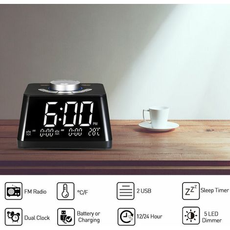 Smart Alarm Clocks for Bedrooms: Night Light, Digital Alarm Clock with Adjustable Volume Display, FM Radio, Temperature Dimmer (1/5)
