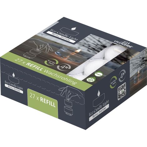 Villa Verde Teelichter ECL refill Nachfüller im Karton weiß, 27 er Pack Deko Weihnachten