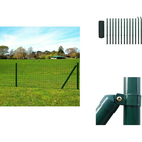 Clôture Euro Acier 25 x 0,8 m Vert - Clôture Européenne - Clôture Acier - Clôture Jardin - Clôture Résistante - Clôture Design (1/3)