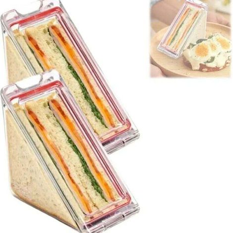 Bardusch-Boîte à sandwich triangulaire, boîte à sandwich en plastique réutilisable avec couvercles (lot de 2) (1/4)