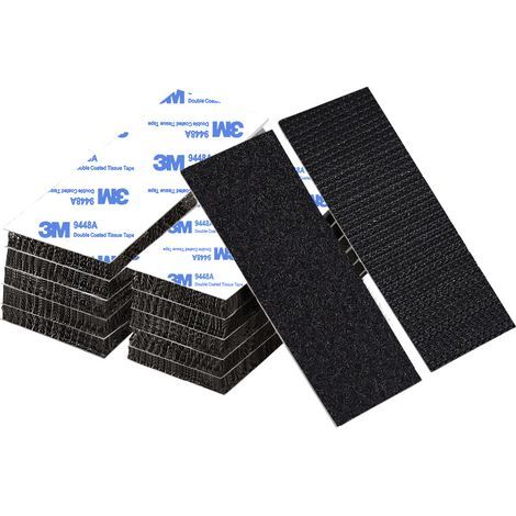 Sollbry Scratch Autocollant Double Face, 10 Paires Bande Scratch Agrippantes Adhésives Extra Fort 1,6cm x 10cm Adhésif Double Face Noir Puissant Accroche Murale Sans Percer pour Ménage, Bricolage (1/5)
