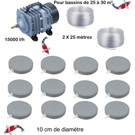 Set aération bassin de jardin 12 disques 10 cm de 25000 à 30000 litres (1/5)