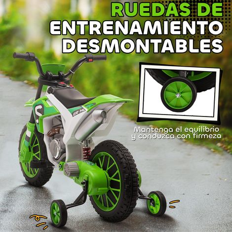 Moto électrique pour enfants, adaptée aux enfants de 3 ans et plus, 12V, avec deux roues d'équilibre, vitesse 3-8 km/h, démarrage progressif, dimensions 106,5 x 51,5 x 68 cm, verte. (1/5)