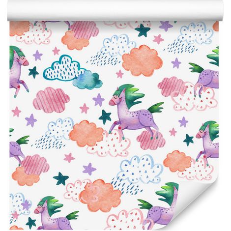 Carta da parati con unicorni colorati in stile scandinavo, 50x1000 cm (1/5)