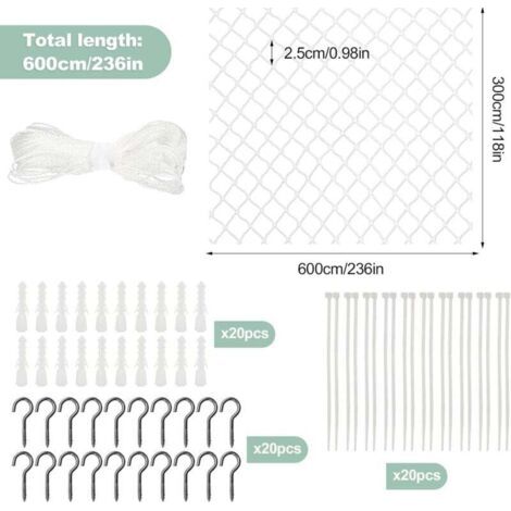 Filet de sécurité pour chat de balcon, filet de sécurité en fibre de polyester résistant aux coupures et aux morsures, adapté aux terrasses, fenêtres et portes, 3 x 6 mètres. (1/3)