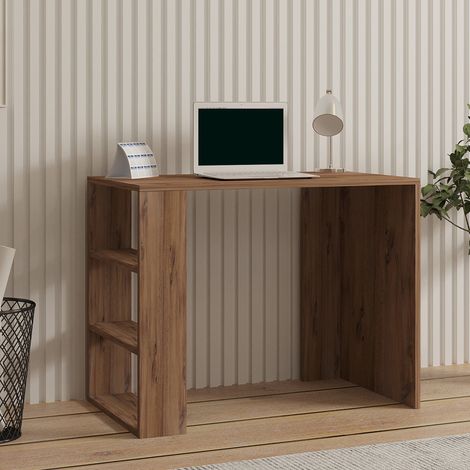 Scrivania Roghudi, 3 Ripiani, 2 Vani, Colore Ripiano Marrone, 90x50x70h cm Marrone Rovere Scuro (1/5)