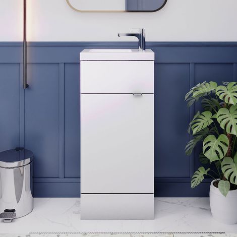 Hudson Reed Fusion Compact Vanity Unit with Basin 400mm Wide - Gloss White