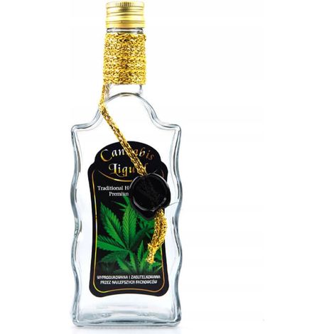 Botella decorada con ondas de 500 ml de líquido de cannabis casero (1/2)
