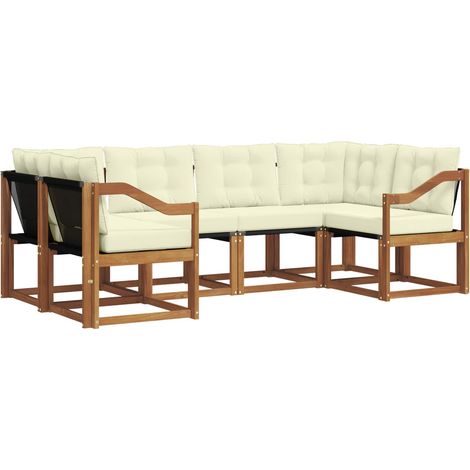 Outdoor Sofa Set with Cushion 6 pcs Natural and Cream vidaXL