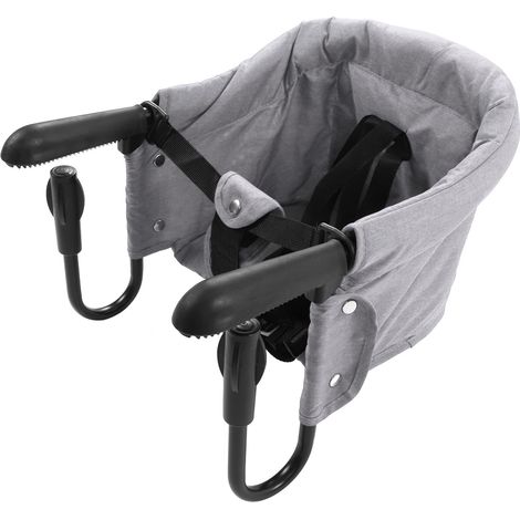 Chaise haute à accrocher, facile à monter, pliable, robuste, supportant une charge importante et offrant une sécurité optimale. Compatible avec les tables de 2 à 8,4 cm d'épaisseur (gris). (1/5)
