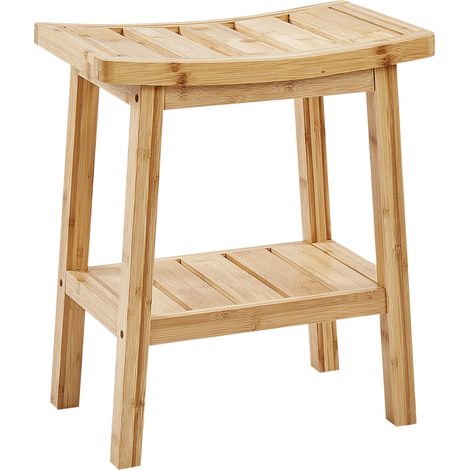 Mesa auxiliar taburete de baño bambú madera clara estilo moderno Tremont (1/5)