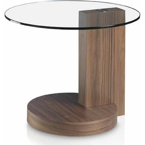 Table d'appoint en verre et bois brun élégant et moderne - Noyer (1/5)