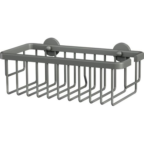 tesa MOON GREY Mensola per Doccia con montaggio a parete senza foratura, grigio opaco, Extra profonda, Per bagni in stile industriale e moderno, Con soluzione adesiva, 92 mm x 250 mm x 125 mm (1/4)