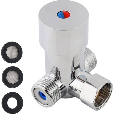 Hot and Cold Water Valve, Super Practical G1/2 Automatic Hot and Cold Water Mixing Valve, Thermostatic Mixer Temperature Control (1/5)