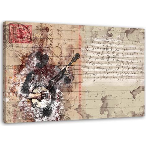 Tableau sur toile Abstrait Guitare Musique Vintage 90x60 (1/5)