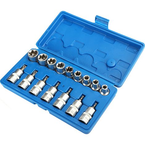 Jeu de 16 embouts hexagonaux de 1/2 pouce, comprenant des embouts étoile, mâles de type T et femelles de type E, pour outils de réparation. (1/5)