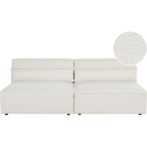 Divano moderno senza braccioli a 2 posti Divano modulare Divano Boucle Tappezzato Bianco Hellnar (1/5)