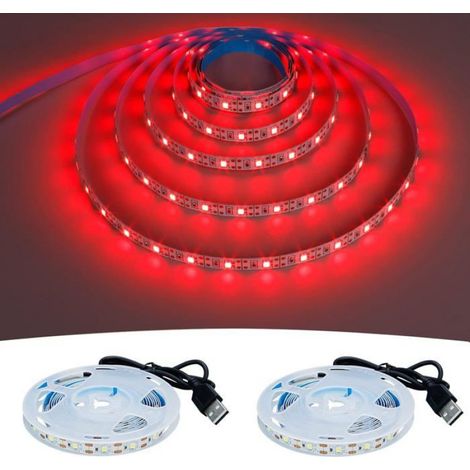 5V USB-LED-Streifen, Rot, 6000K, USB-betrieben, 4 m (2er-Pack), flexibel, SMD2835, hohe Helligkeit, nicht wasserdicht (1/5)