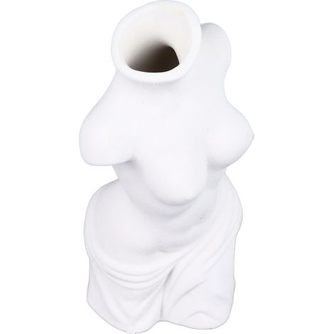 Vase féminin en céramique blanche, forme courbe et créative, idéal pour la décoration de votre salon ou maison d'hôtes. (1/5)