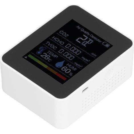Détecteur CO2 infrarouge 5-en-1 multifonction pour maison, capteur de dioxyde de carbone blanc, moniteur qualité air intérieur, appareil de mesure précis, usage domestique (1/5)