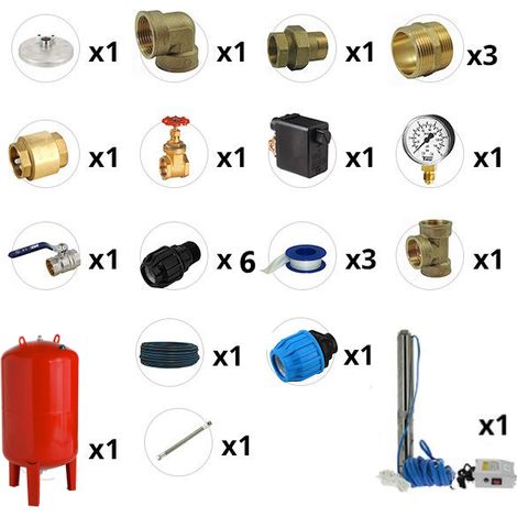 Pompe forage - Kit forage - 40 m - Réservoir 300 L de Centrocom