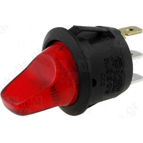 Interrupteur à bascule OFF-ON éclairé en rouge 10Amp