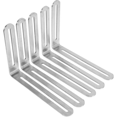 Lot de 5 équerres d'angle réglables en forme de L robustes de 16,5 x 12,9 x 2,4 cm pour étagère en bois (1/5)