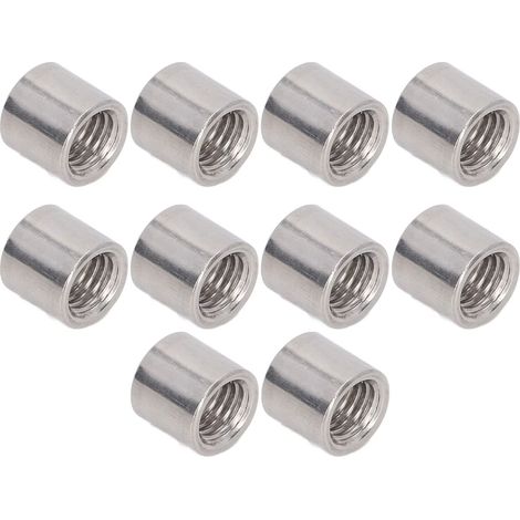 10 Pièces écrou De Connecteur Rond, L13mm Tige Filetée 304 écrous De Couplage En Acier Inoxydable Pour une Utilisation Intérieure Et Extérieure M10x1.5 14 (1/5)