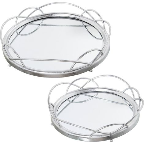 Plat élégant miroir pour sublimer votre intérieur - Argent brillant à reflets miroitant (1/4)