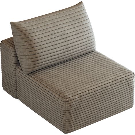 Fauteuil 1 place en velours côtelé canapé couleur camel modulable sans montage pour salon (1/5)
