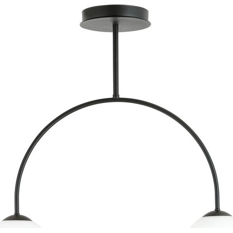 Suspension ARCHI 2 lumières noir verre opale Emibig E14 (1/4)