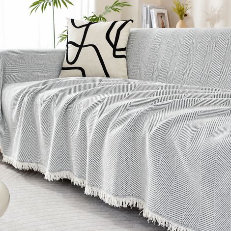 Housse canapé chenille Kangxu Sérénité Blanc Crème – Remise Nouveauté 180420 adapté pour 5 places 4 g – Livraison gratuite (1/4)