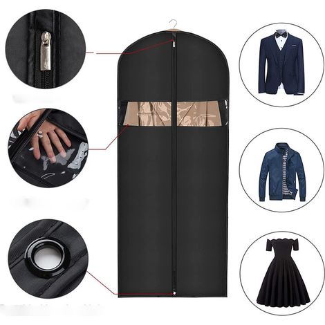 MINKUROW 5er-Pack Premium-Kleiderhüllen, schwarz, 60 x 120 cm, Langzeitaufbewahrung für Jacken, Mäntel, Anzüge, staub- und mottenfest B2 (1/5)